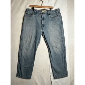 Levi Strauss Signature Loose Relaxed Jeans Mens 42x32 Light Wash Blue Denim 2208